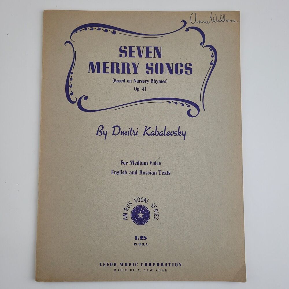 Vtg Sheet Music 'Seven Merry Songs', Dmitri Kabalevsky Leeds Music #SM4